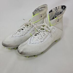 Size 11.5 Mens Under Armour Highlight MC Football Cleat White/Silver 3023716-106